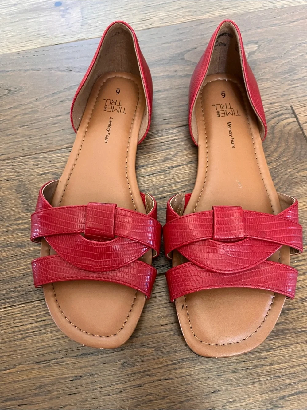 Time and Tru Red Women's Braided D'Orsay Sandals